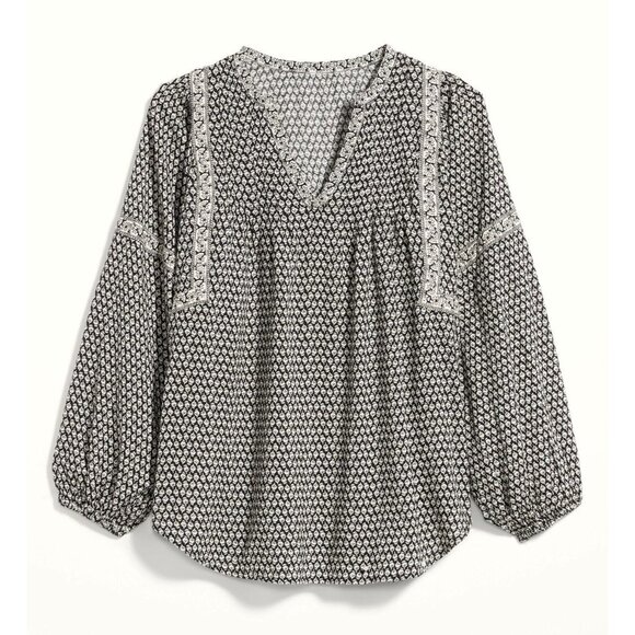 Old Navy Womens Oversize Floral Printed Poet Swing Long-Sleeve Split Neck M Tall - Picture 13 of 13